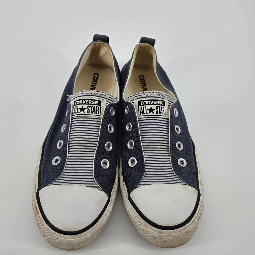 Converse Chuck Taylor All Star Slip On Sneakers Size 7 Navy Blue Striped Casual - Picture 2 of 9